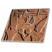 Home Egyptian Ruins, Luxor, Karnak Temple, Head Detail god Min at the White Chapel. - 12 x 12 Inches Ceramic Tile