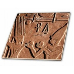 Home Egyptian Ruins, Luxor, Karnak Temple, Head Detail god Min at the White Chapel. - 4 x 4 Inches Ceramic Tile