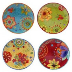 Home Tunisian Sunset Salad/Dessert Plates (Set of 4), 8.75", Multicolor